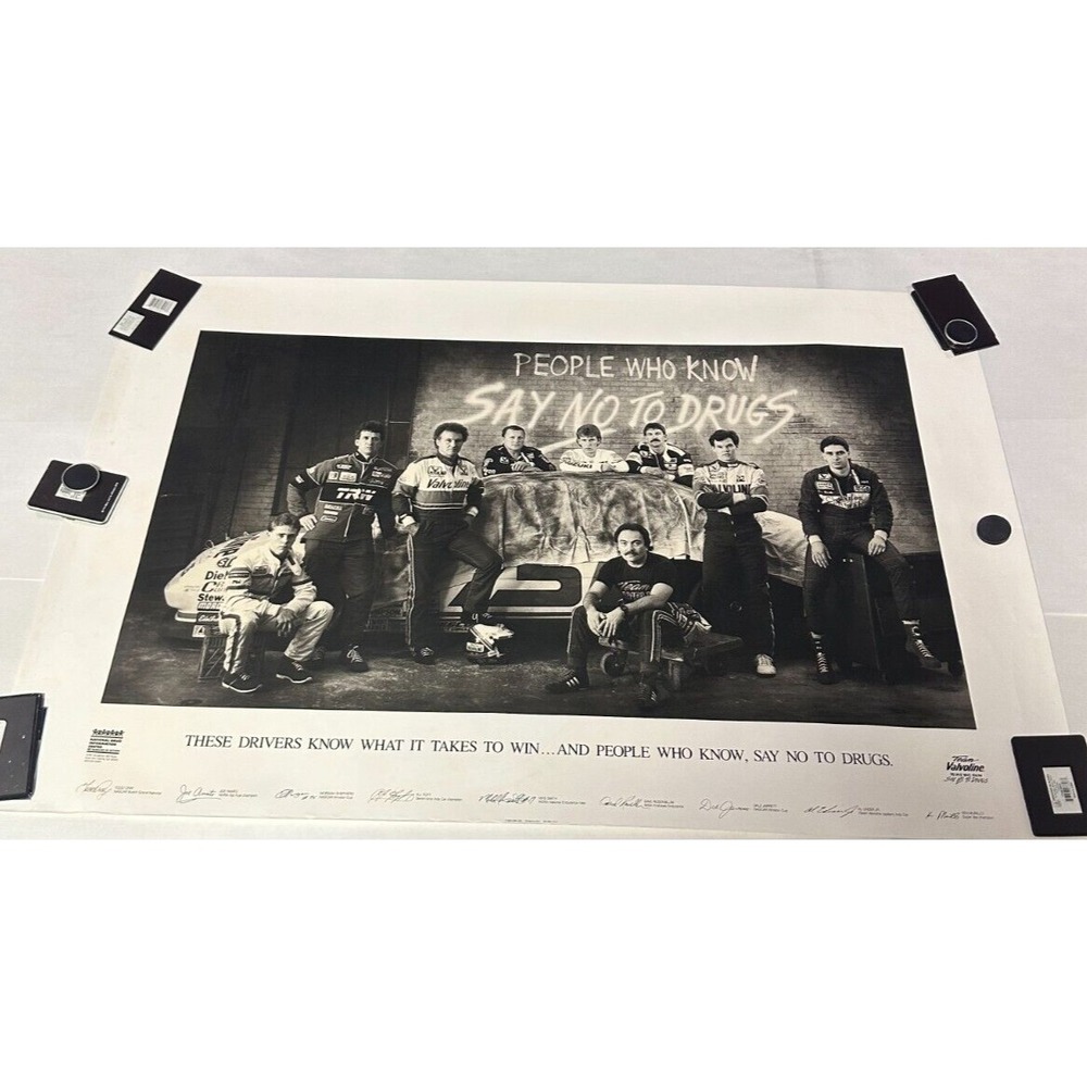 NASCAR Team Valvoline Say No to Drugs Black and White Car/Automotive Poster